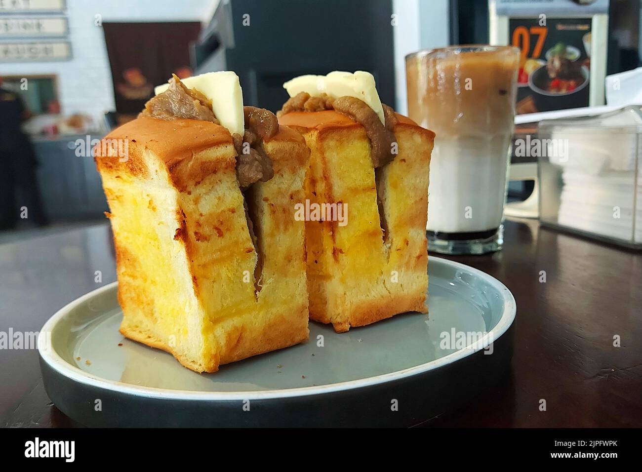 Bread Toast at Malacca Toast Cafe, Jakarta, Indonesia Stock Photo Alamy