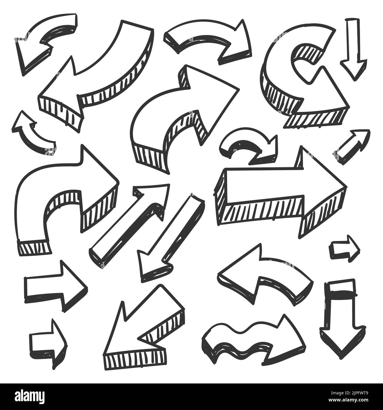 Hand drawn arrow vector icons set. sketch arrow design for business ...