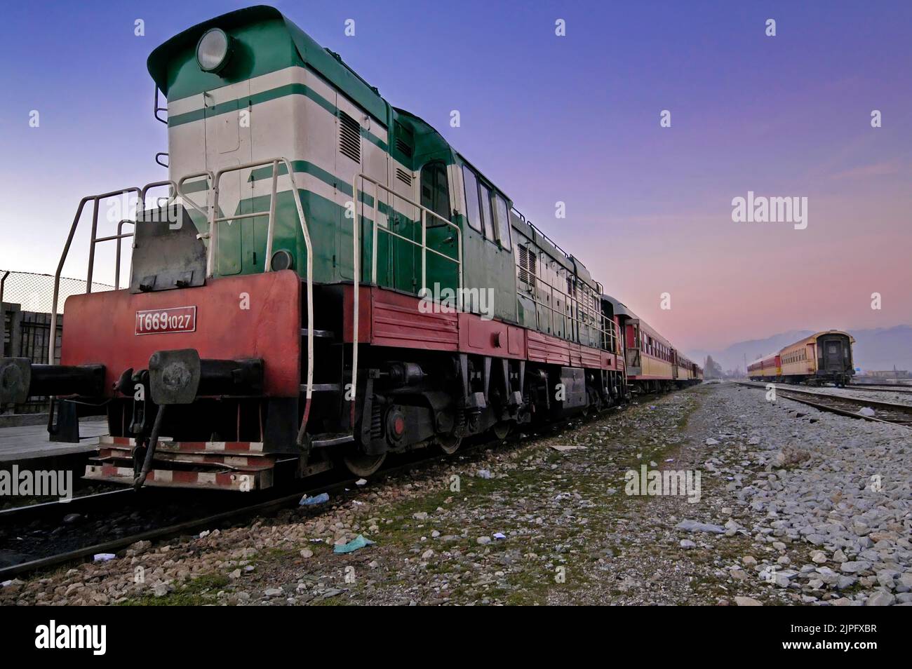 Old locomotive, Shkoder, northern Albania Stock Photo