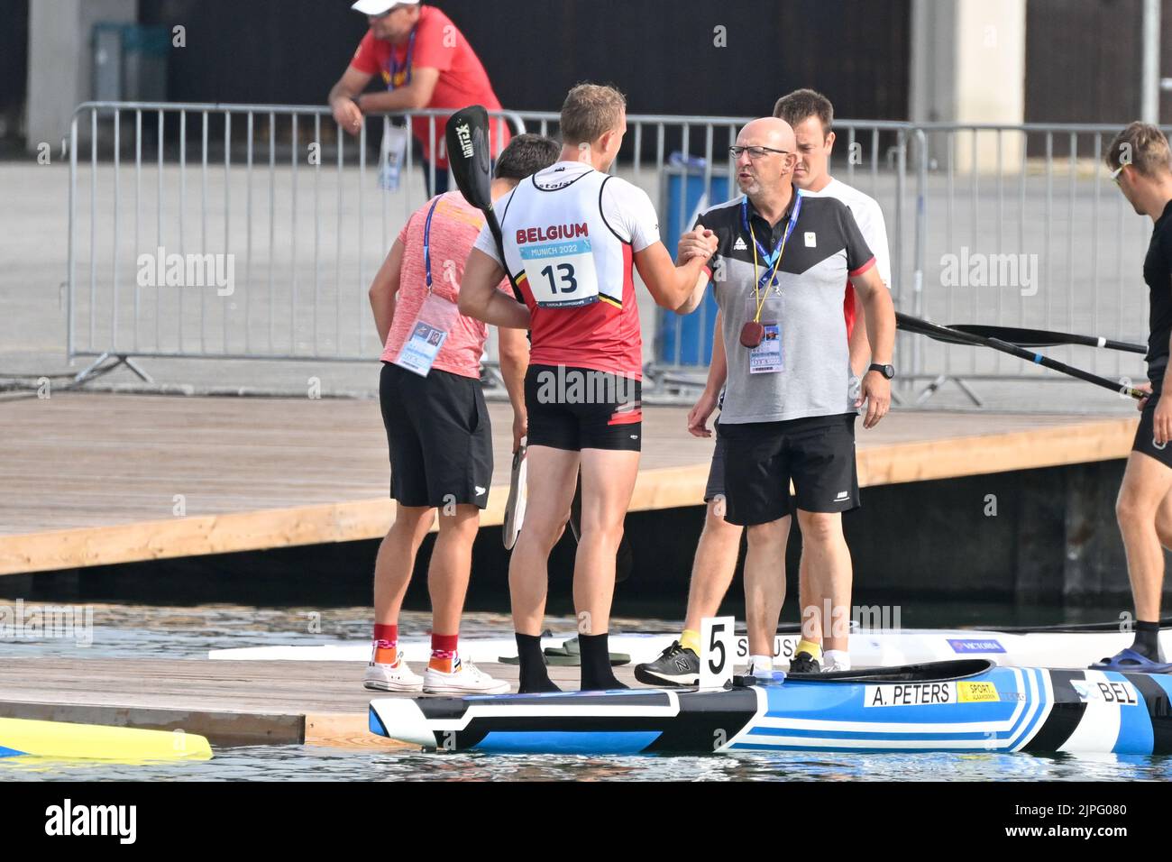 Belgian kayaker Artuur Peters and Belgian coach Carlos Prendez pictured