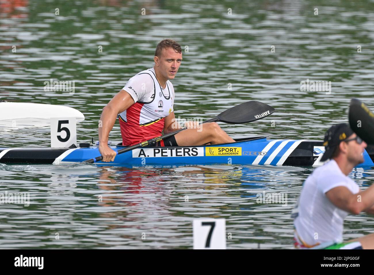 Belgian kayaker Artuur Peters pictured during the heats of the Men's