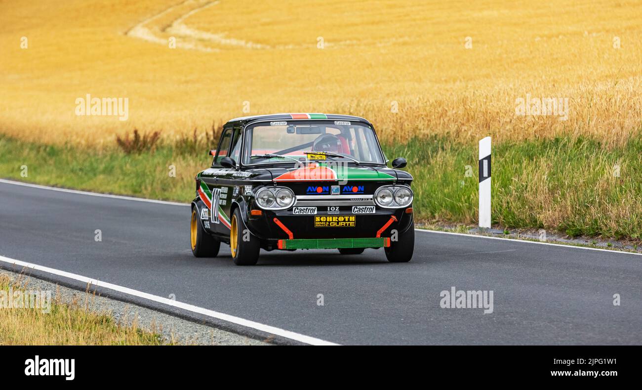 NSU Race Car At The Presentation Drive For The 10th Ziegenrücker Bergrennen, Saale-Orla-Kreis, Thuringia, Germany, Europe Stock Photo