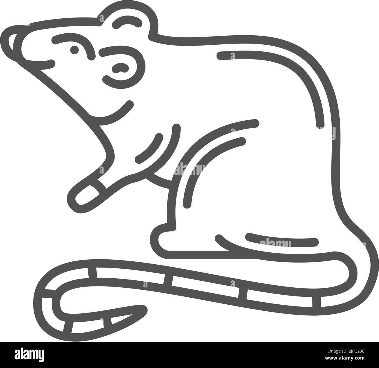 Rat zodiac symbol, Chinese New Year horoscope animal isolated line art