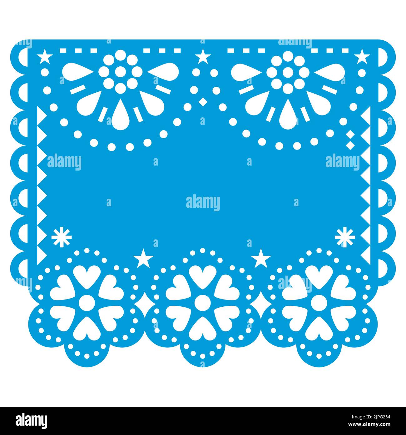 Papel Picado vector template design with blank space for text inspired by traditional cut out decoration from Mexico Stock Vector