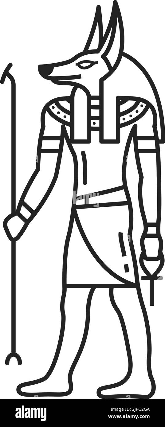 Egypt god Anubis, ancient Egyptian religion and mythology deity, vector