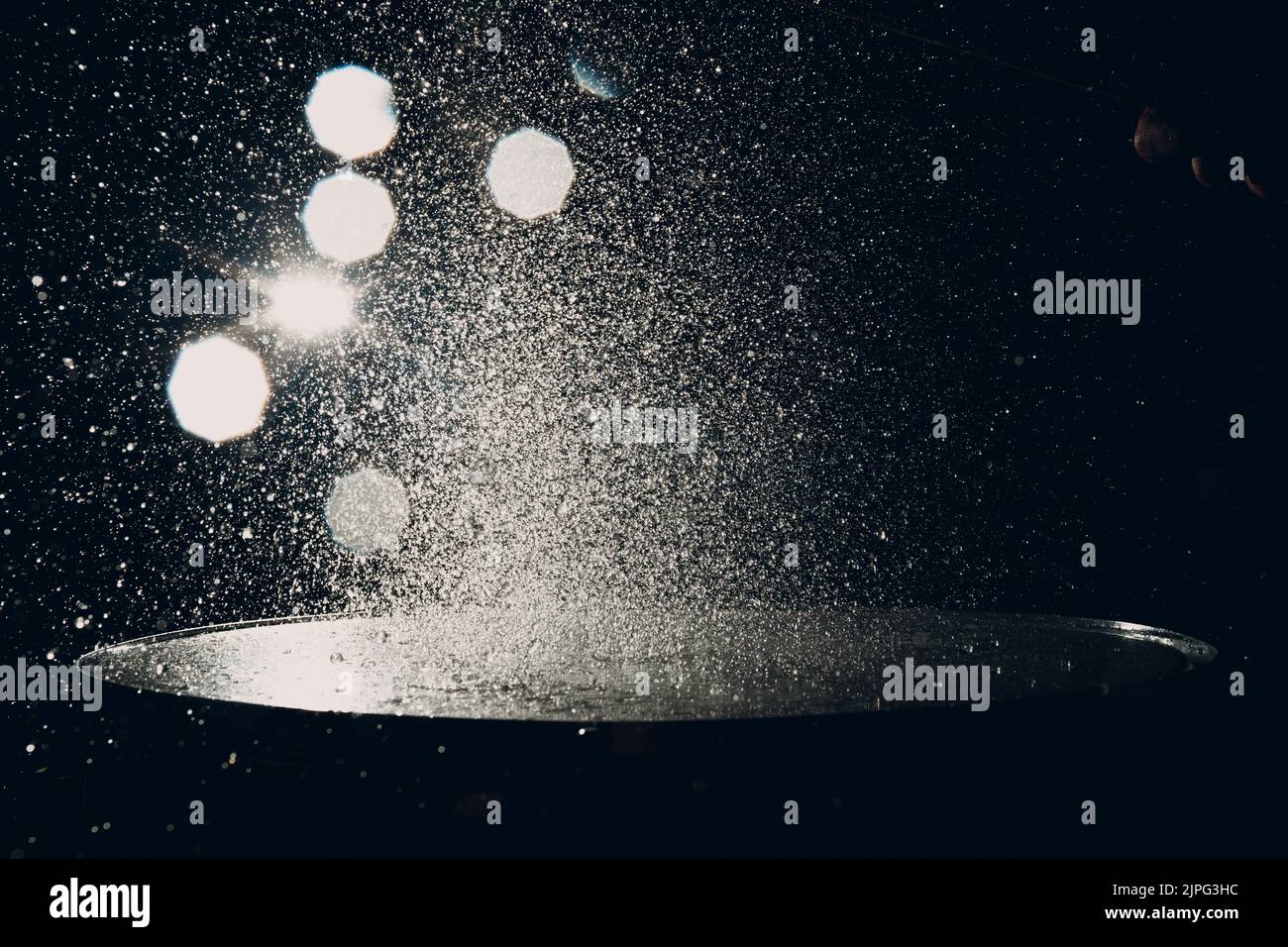 Close up drum sticks drumming hit beat rhythm on drum surface with