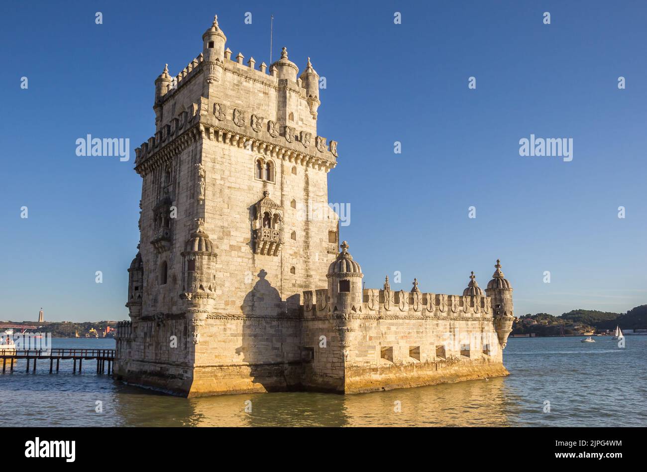 Torre de Belem in the Tejo river in Lisbon, Portugal Stock Photo