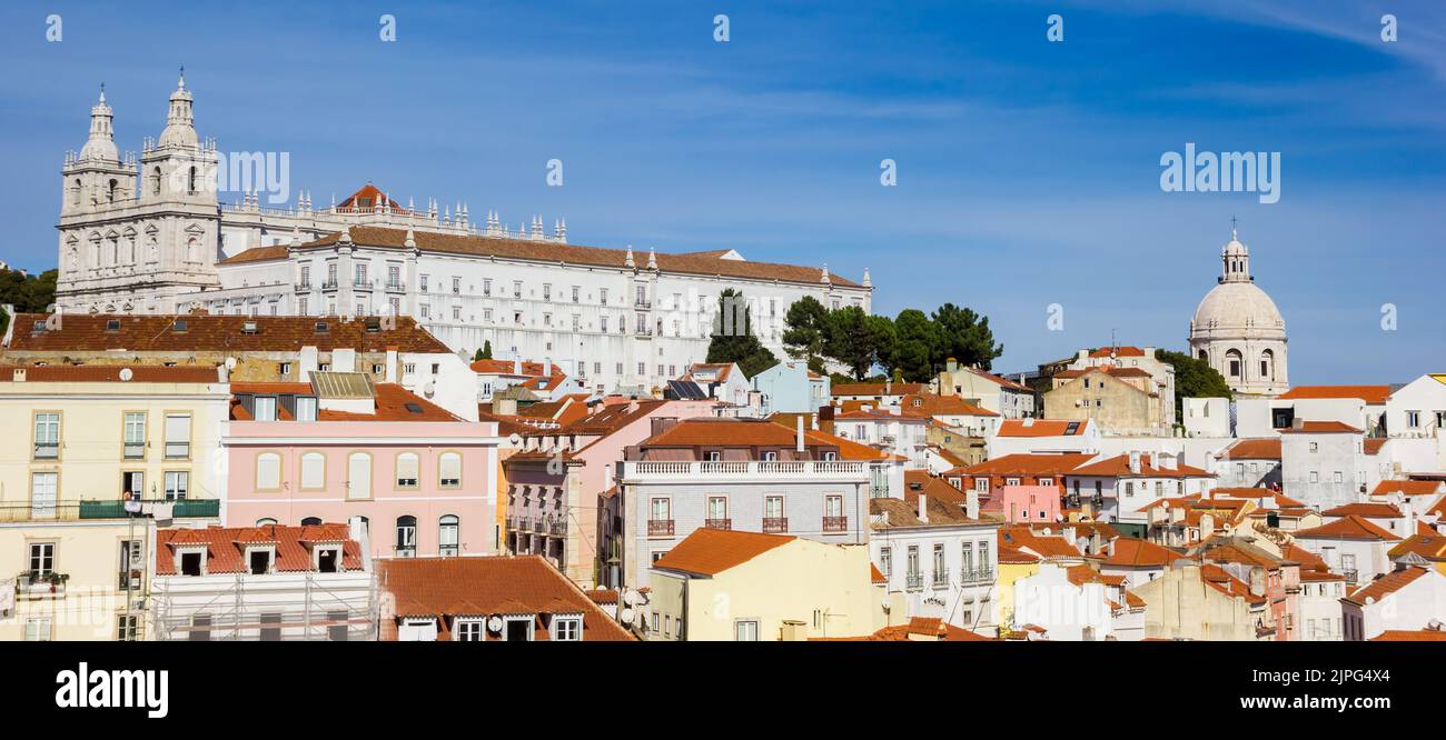 Panorama of the Church of Sao Vicente de Fora and Santa Engracia church in Lisbon, Portugal Stock Photo