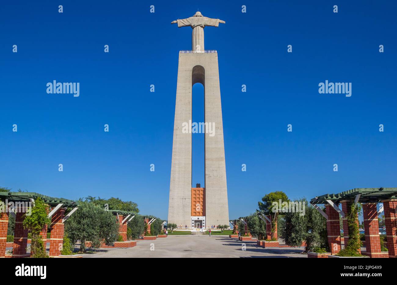Square in front of the Christ statue at the Santuario de Cristo Rei in Lisbon, Portugal Stock Photo