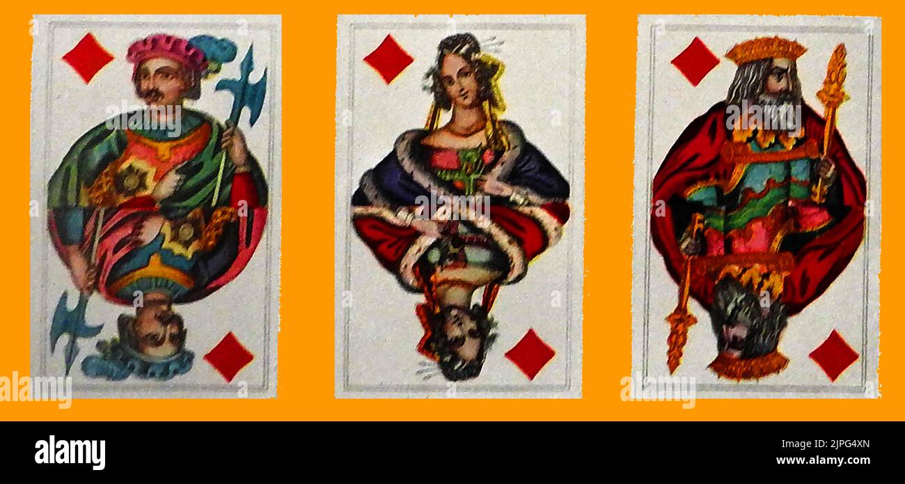 A selection of circa 1850 French playing cards -  --------- Une sélection de cartes à jouer vers 1850 Français Stock Photo