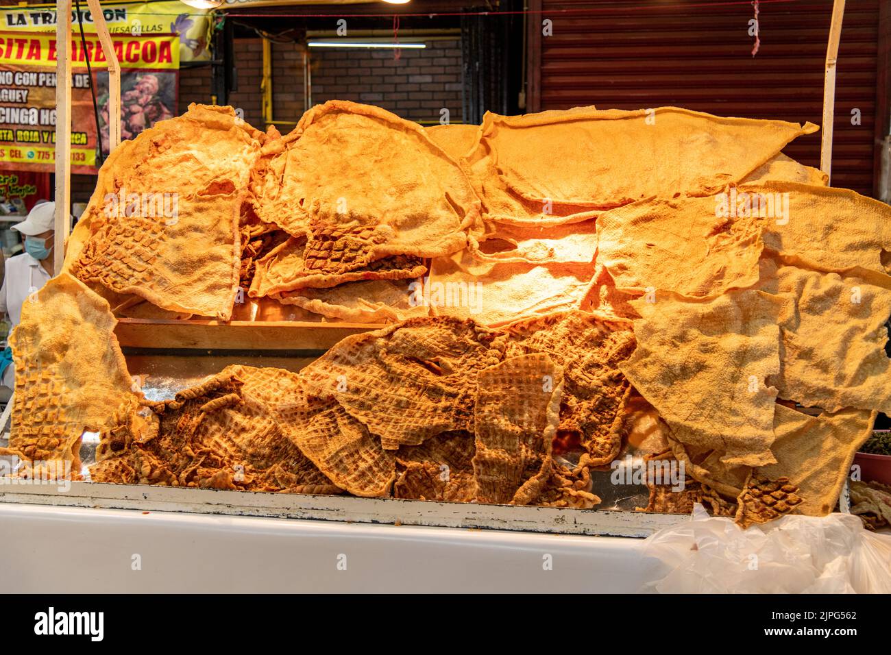 Pork chicharrones at Coyoacan Market in Mexico City, Mexico Stock Photo