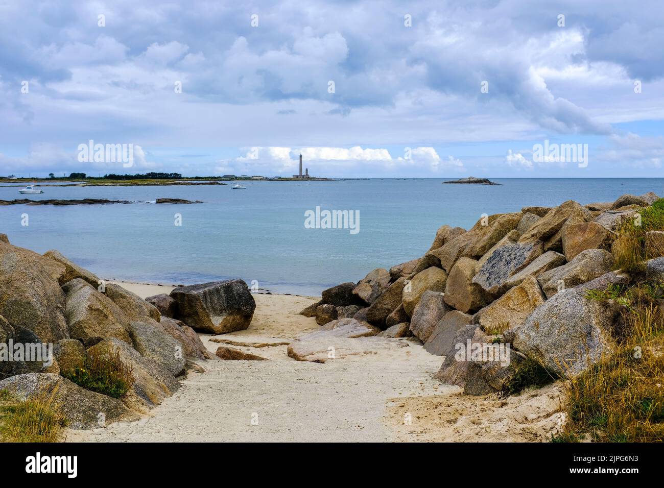 Frankreich, Gatteville-le Phare, 01.07.2022: Blick auf den Leuchtturm von Gatteville an der Pointe de Barfleur bei Gatteville-le Phare auf der Halbins Stock Photo