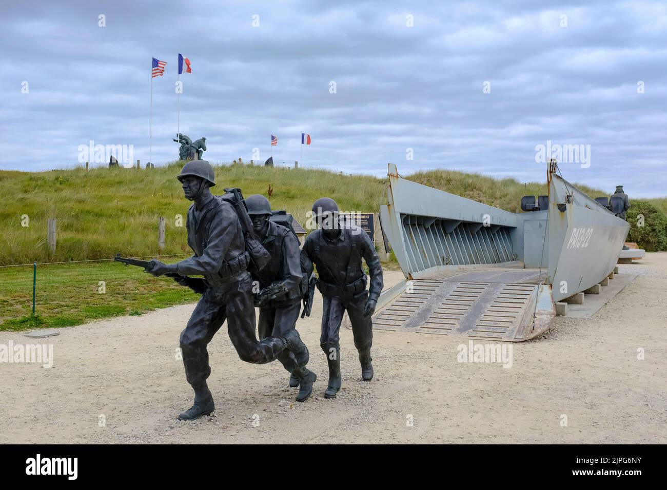 Des Higgins Frankreich, Sainte-Marie-du-Mont, 07.07.2022: das Higgins Boat Memorial ...