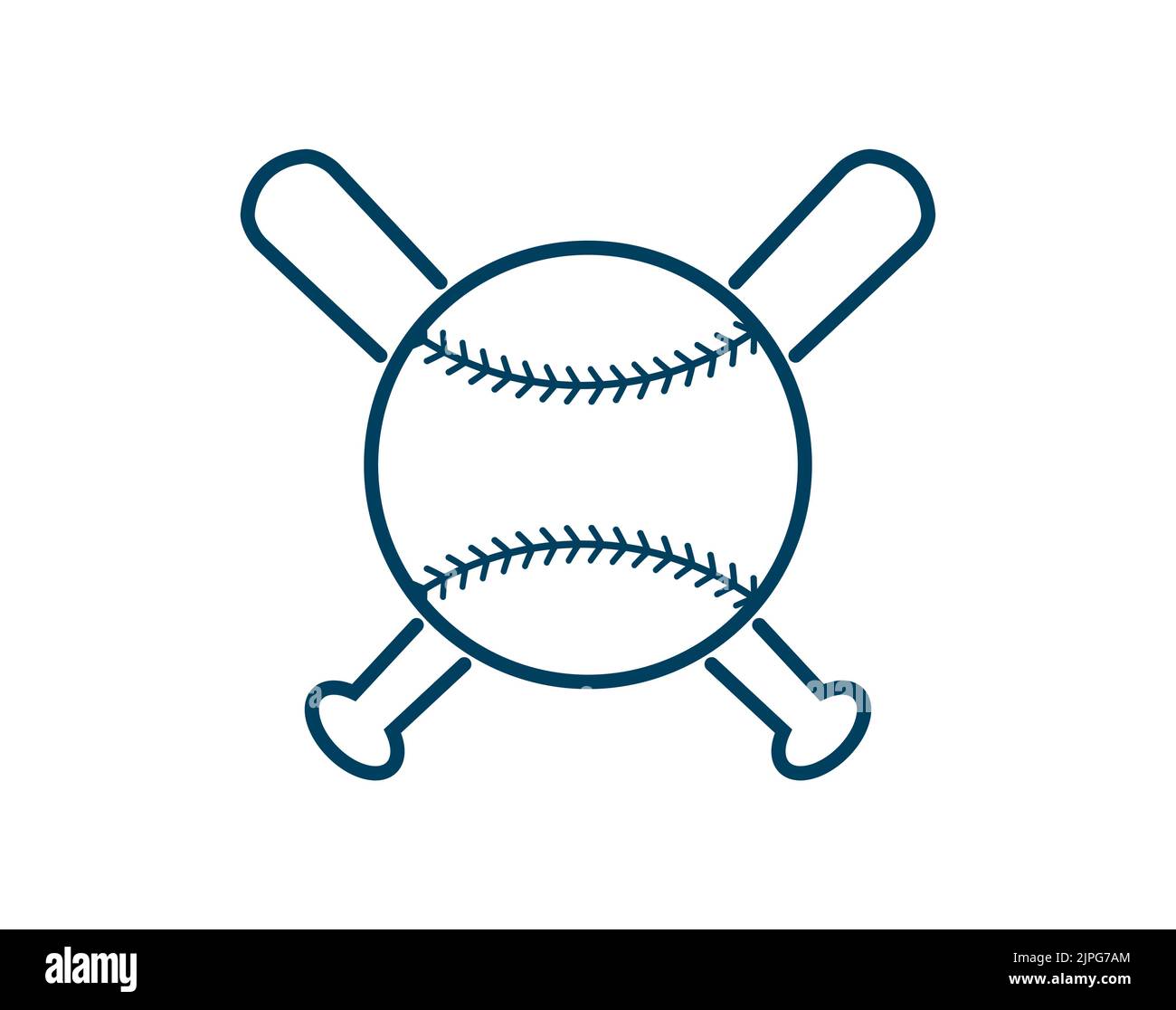 Crossed Baseball Bats and Ball. Baseball logo Template. Split, circle