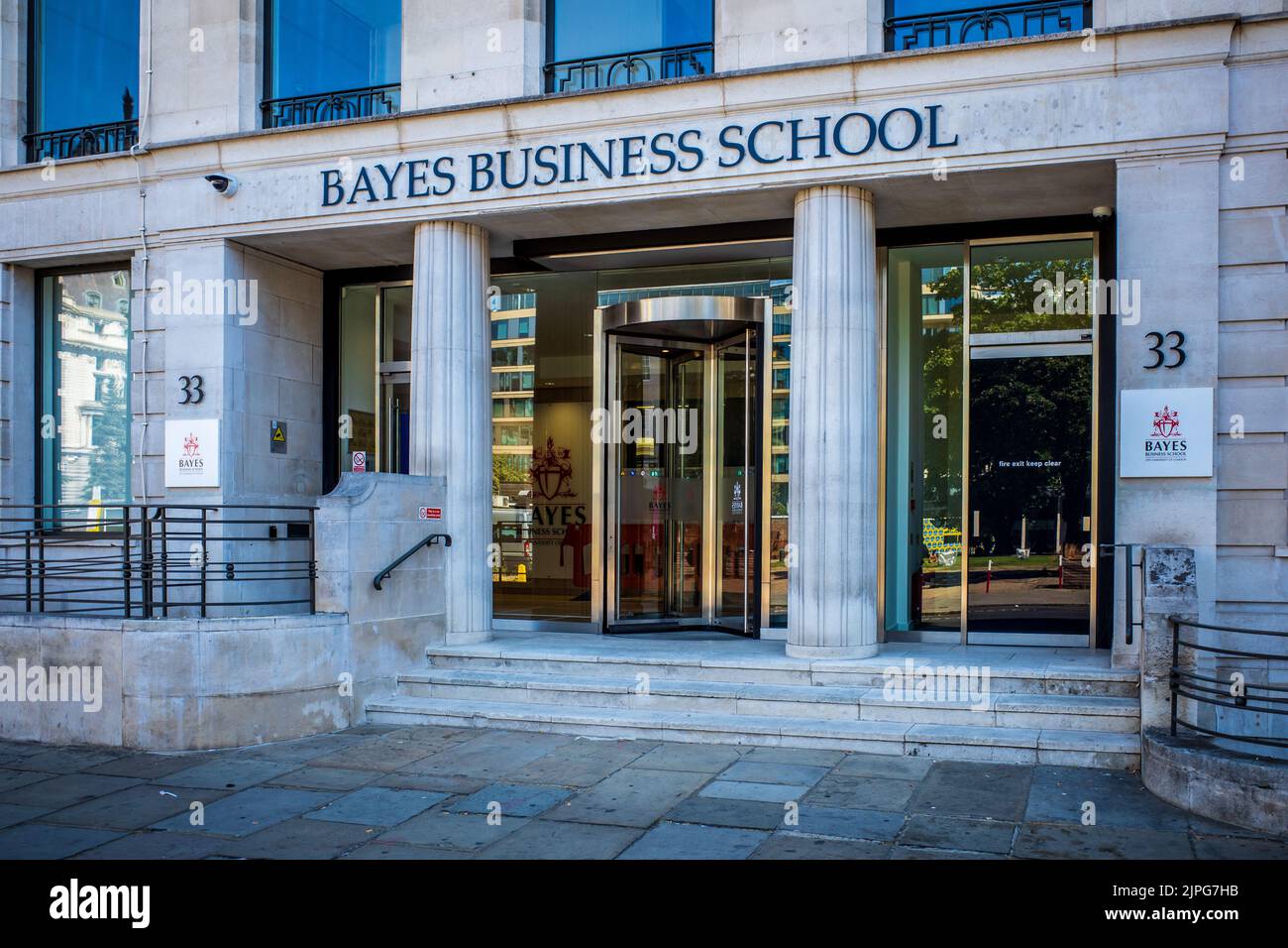 Bayes Business School London, formerly Cass Business School, renamed 2021. Bayes Business School is part of City University of London. 33 Finsbury Sq. Stock Photo