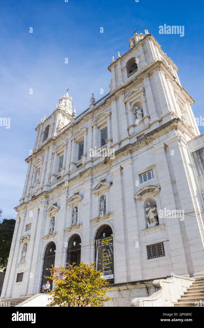 Front facade of the Sao Vicente church in Lisbon, Portugal Stock Photo