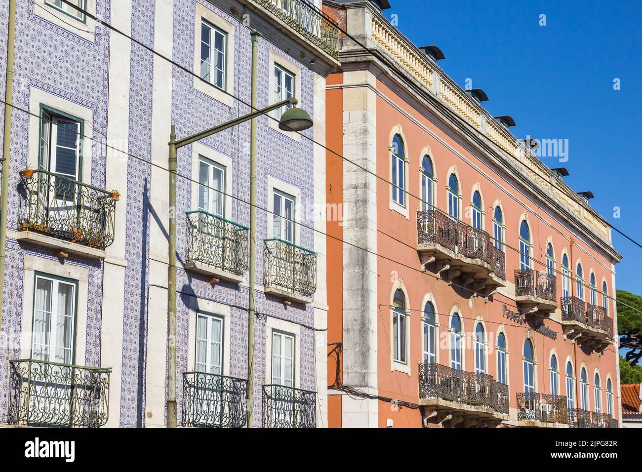Traditional Portuguese houses in Belem, Lisbon, Portugal Stock Photo