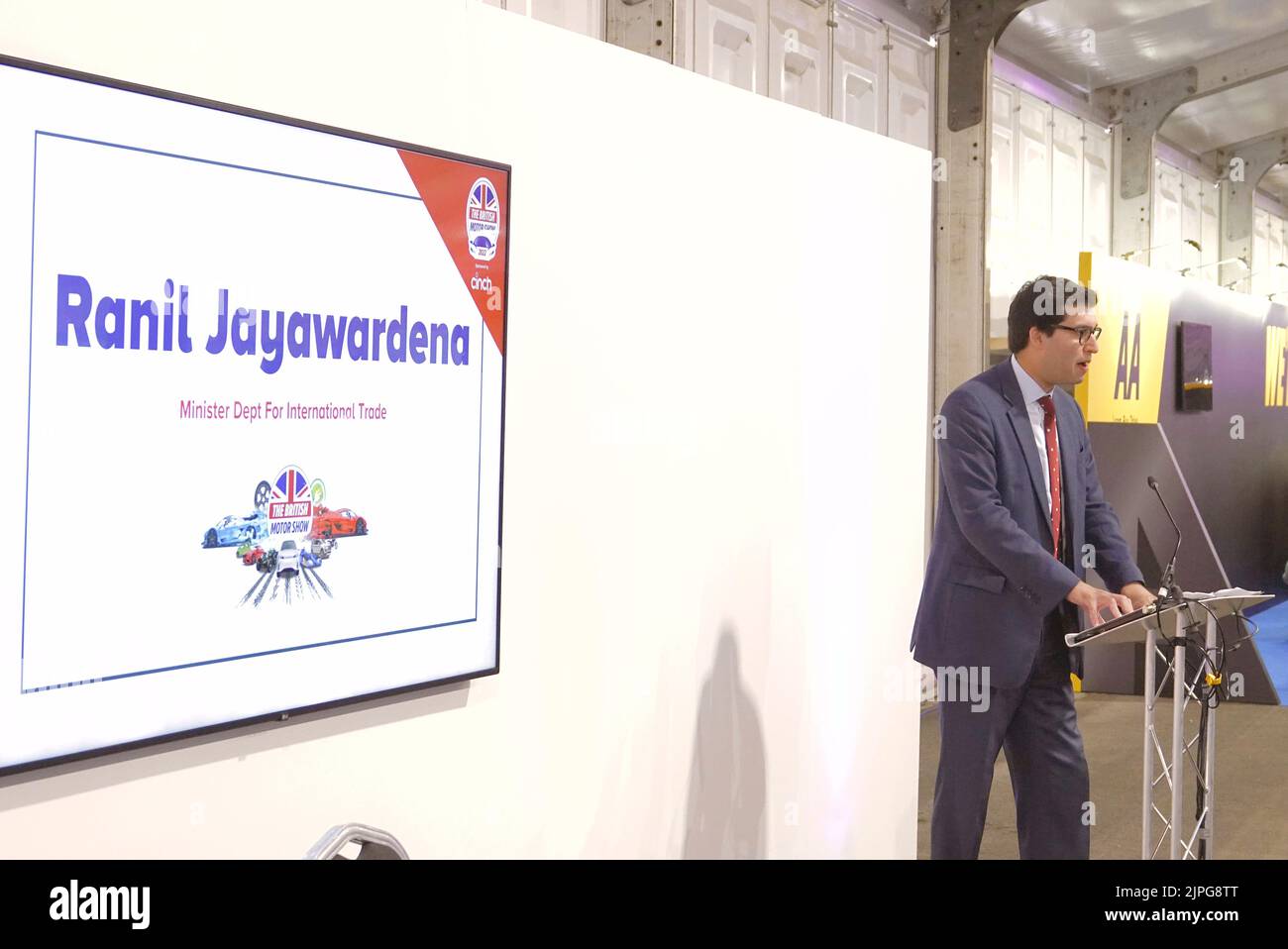 Farnborough, Hants, UK. 18th Aug, 2022. Ranil Jayawardena MP, Minister