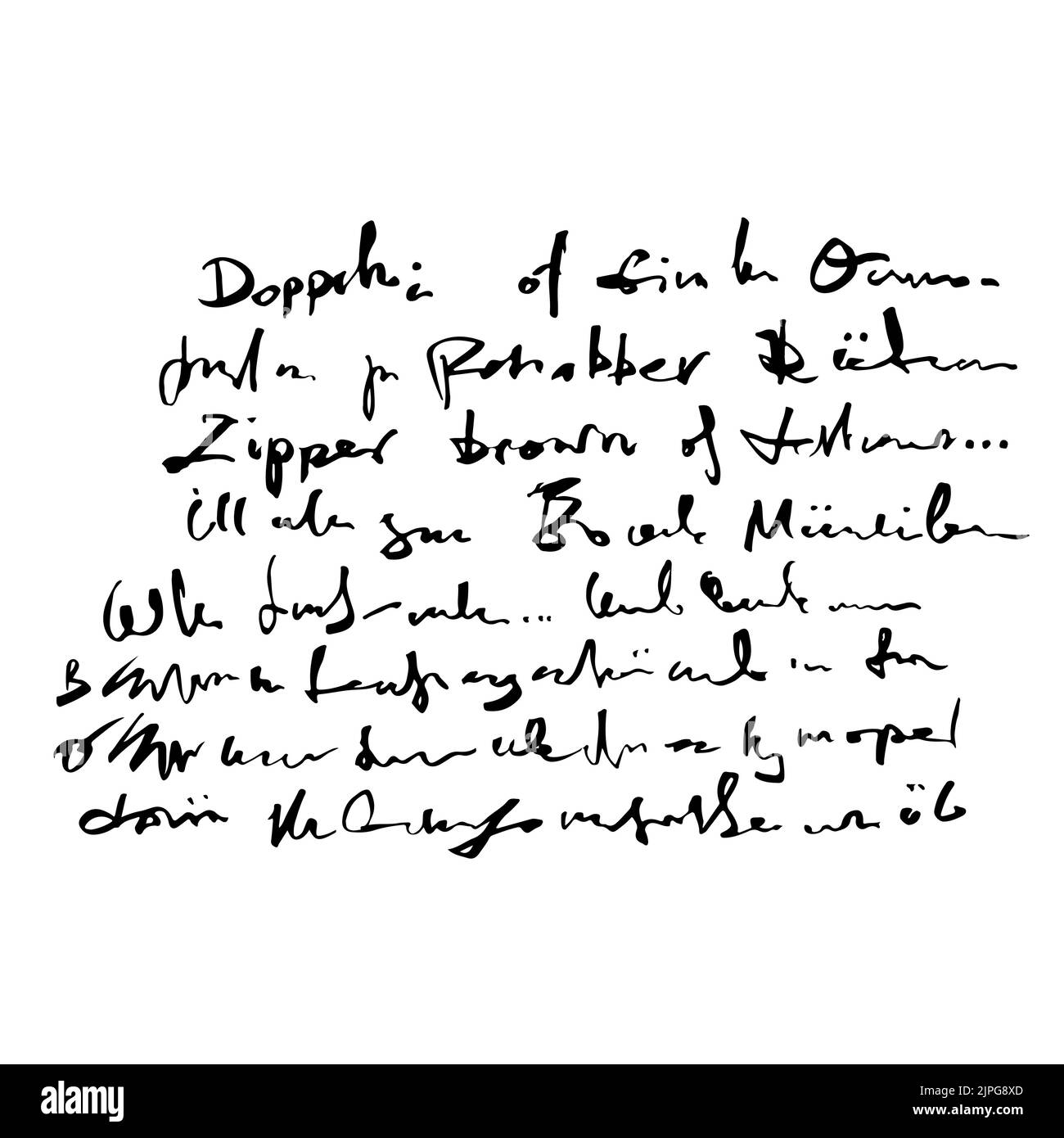 Handwritten abstract text illustration, vector monochrome script ...