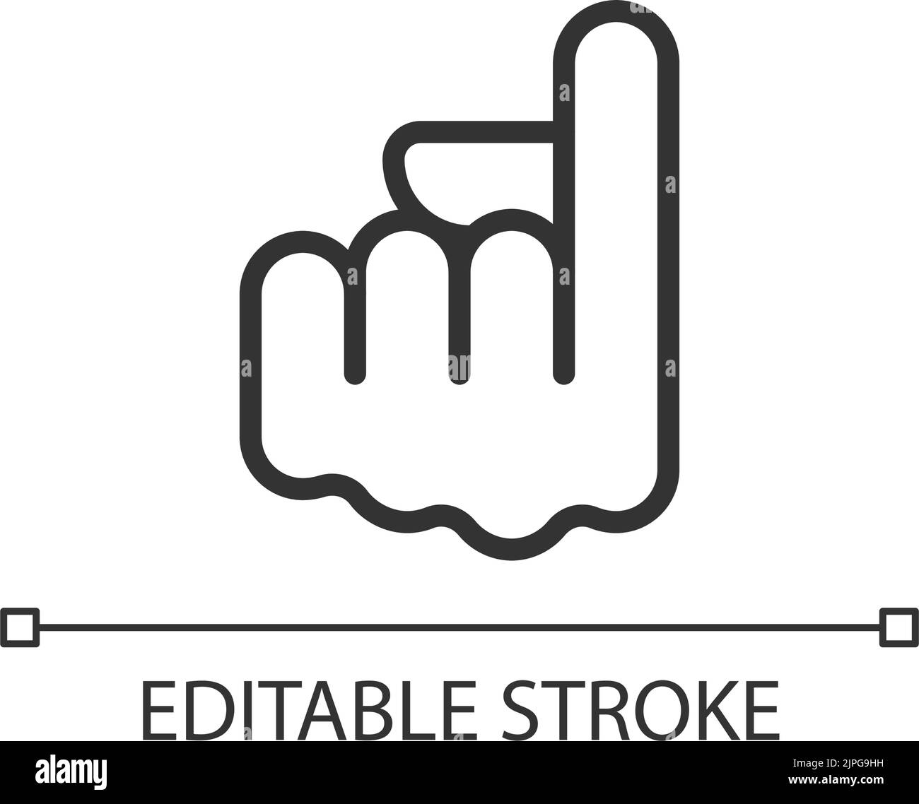 Index finger pointing up pixel perfect linear icon Stock Vector