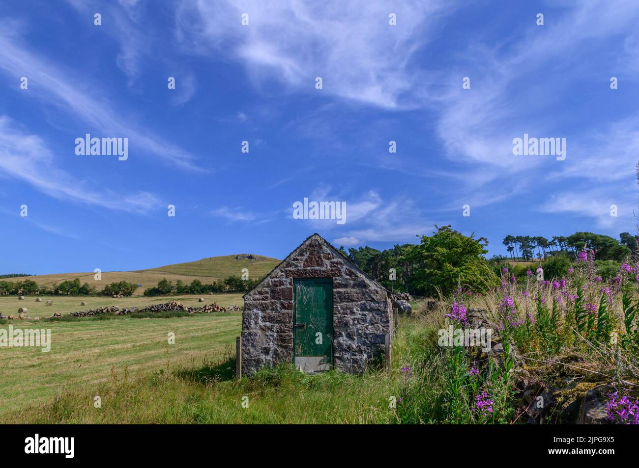 Borders landscape at Halmyre Mains near West Linton in The Scottish
