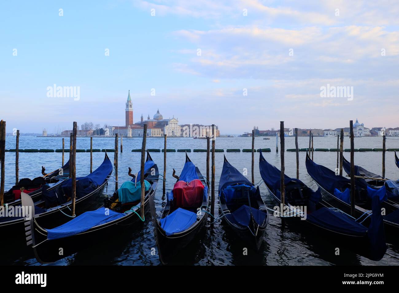 The empty gondolas at the pier in Venice, Italy Stock Photo - Alamy