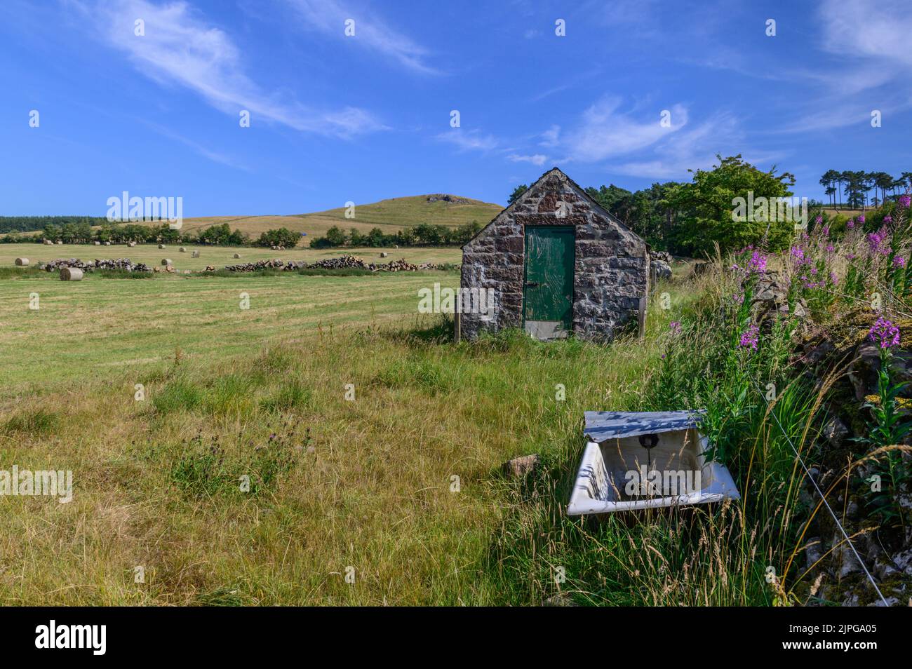 Borders landscape at Halmyre Mains near West Linton in The Scottish Borders Stock Photo