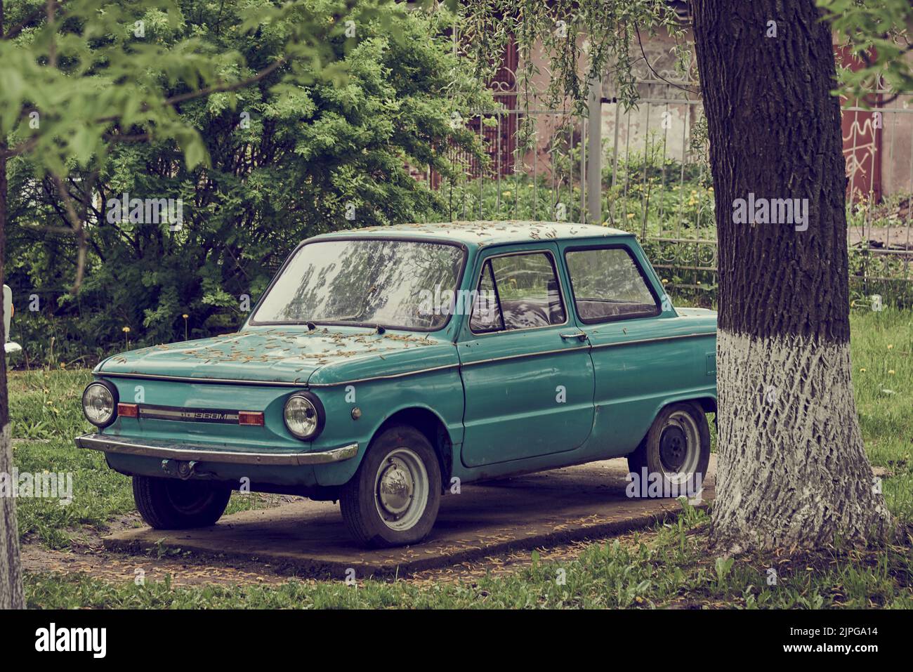 Russia Tutaev, June 2022 .Restored Retro car ZAZ-968M .Soviet compact car of small class. This is the cheapest Soviet car of the 80's Stock Photo