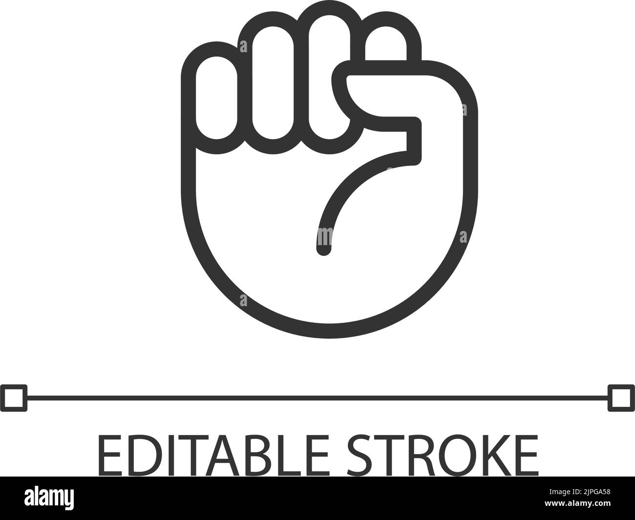 Riot fist pixel perfect linear icon Stock Vector