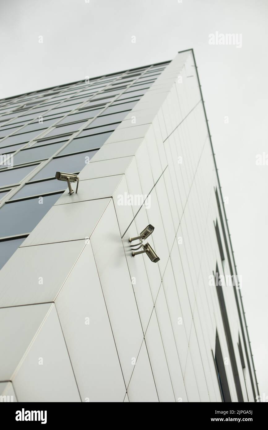 Video cameras on building. Video surveillance system. Cameras on wall