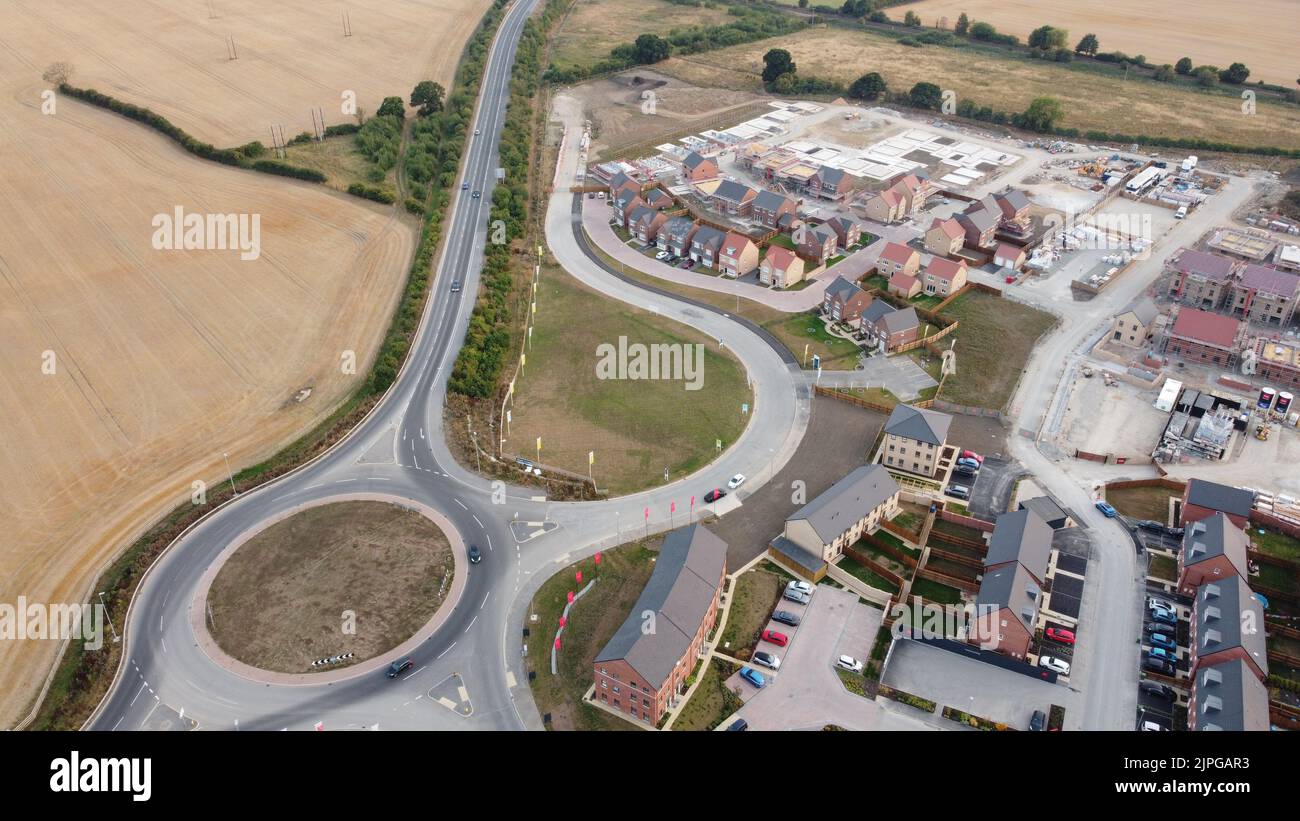 Aerial View of  New Housing Construction Site Development, Minster Way, Beverley, East Riding of Yorkshire, England, UK, August 2022 Stock Photo