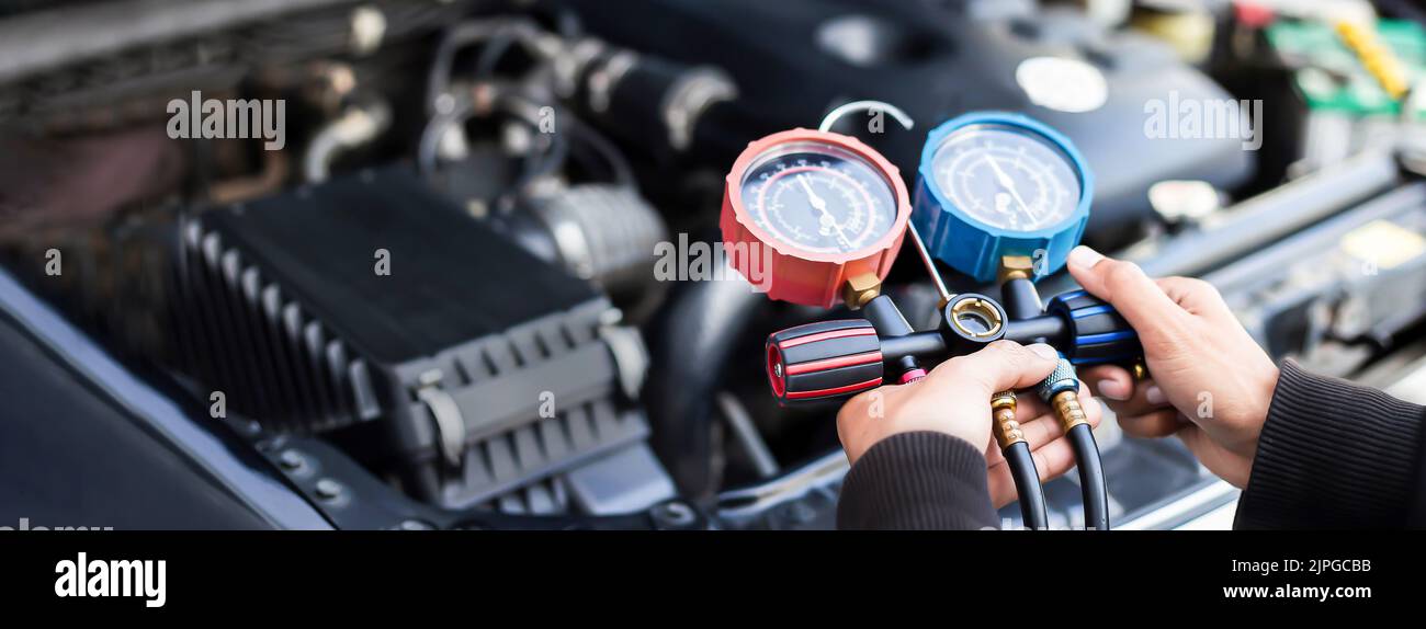 Car air conditioner check service, leak detection, fill refrigerant