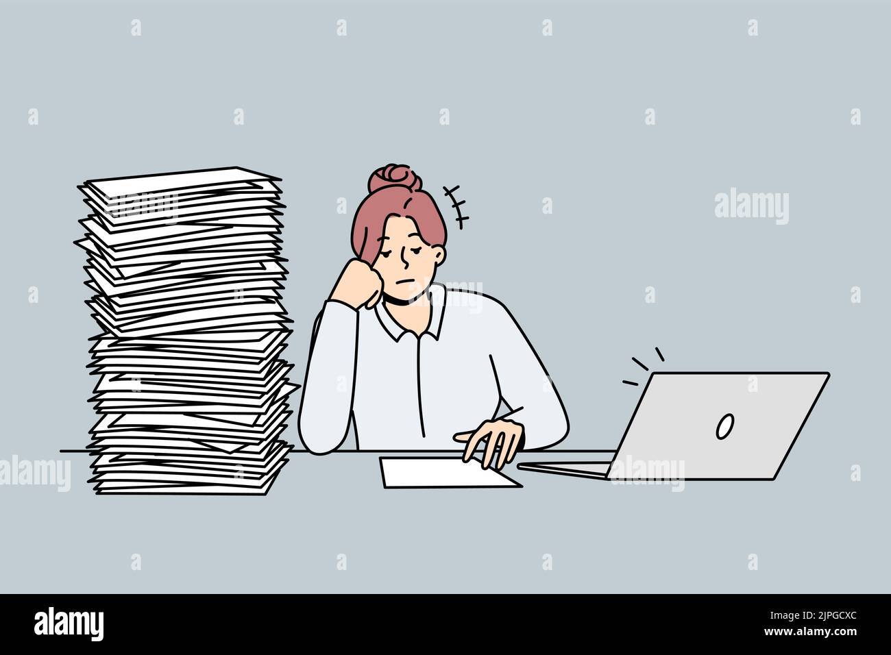 Overwhelmed Office Worker Cartoon