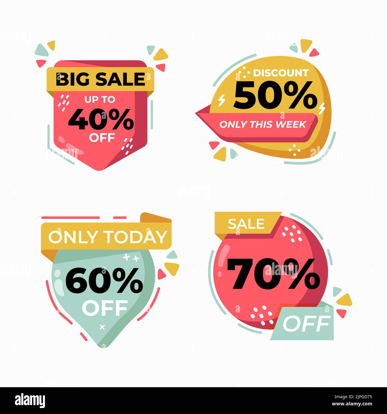 Flat design discount numbers set Vector illustration Stock Vector Image ...