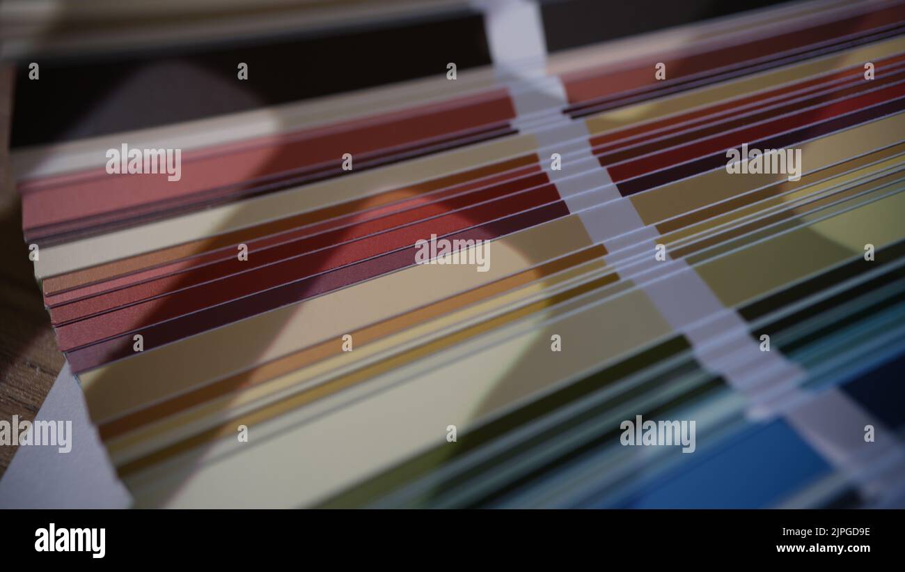 Palette fans in various multicolored color swatches and shadow Stock ...