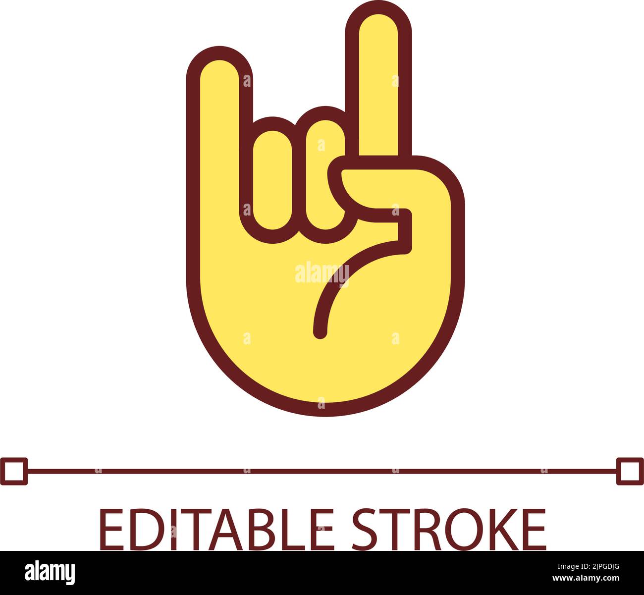 Horn gesture pixel perfect RGB color icon Stock Vector