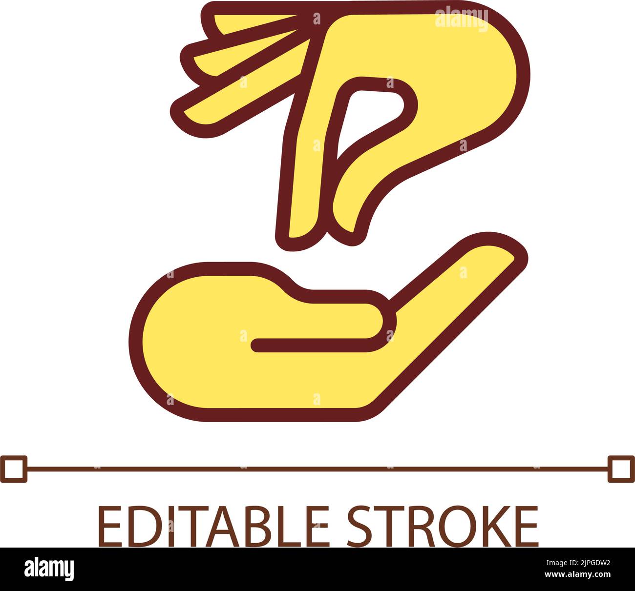 Giving and taking hands pixel perfect RGB color icon Stock Vector