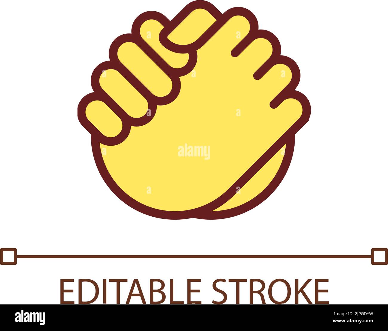 Friendly handshake pixel perfect RGB color icon Stock Vector