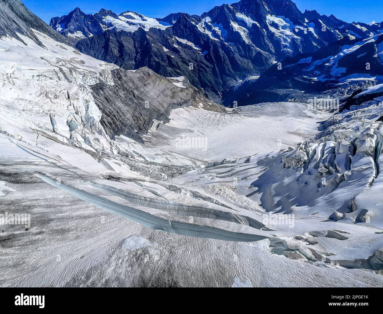 Eismeer glacier between Eiger and Jungfrau the Top of Europe in ...