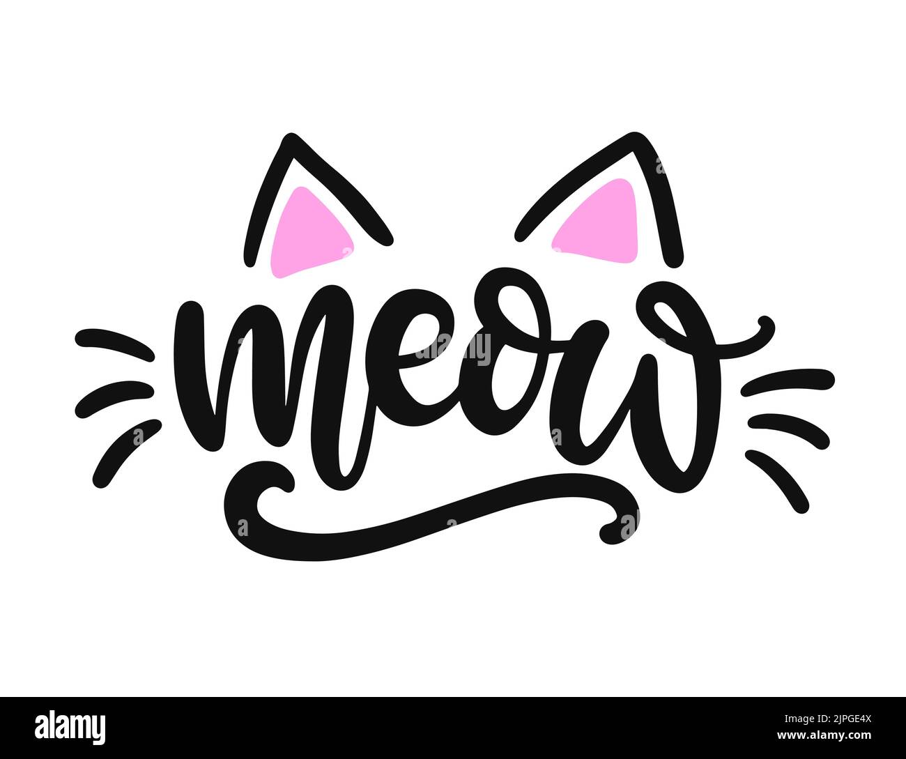 Meow cat cute quote, inspirational slogan Stock Vector Image & Art Alamy