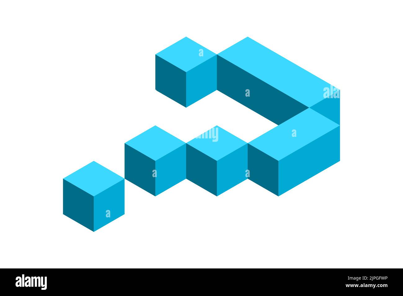 3D question mark. Blue geometric interrogation point. Isometric shape made of cubes. Ask a question concept. Having a doubt. Query idea. Vector Stock Vector