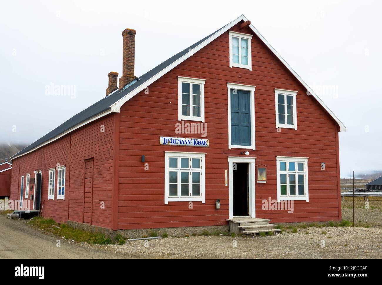 Traditional wooden house on the island of Svalbard near the North Pole