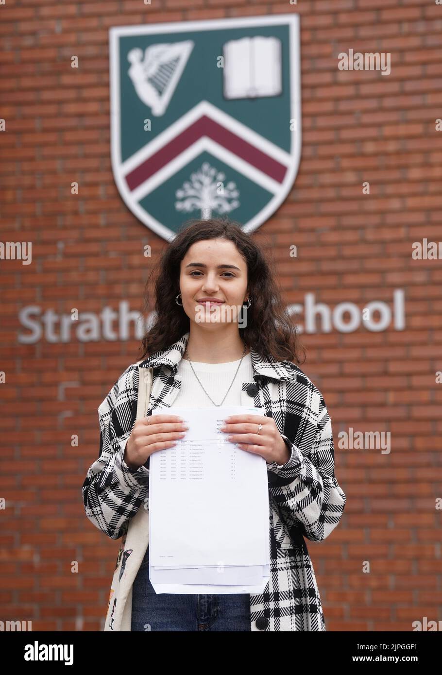 Andra Vladu after receiving her A-level results at Strathearn Grammar School in east Belfast. Picture date: Thursday August 18, 2022. Stock Photo