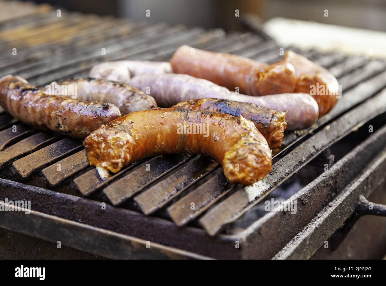Detail of sausage meat, unhealthy and greasy food, pork Stock Photo Alamy