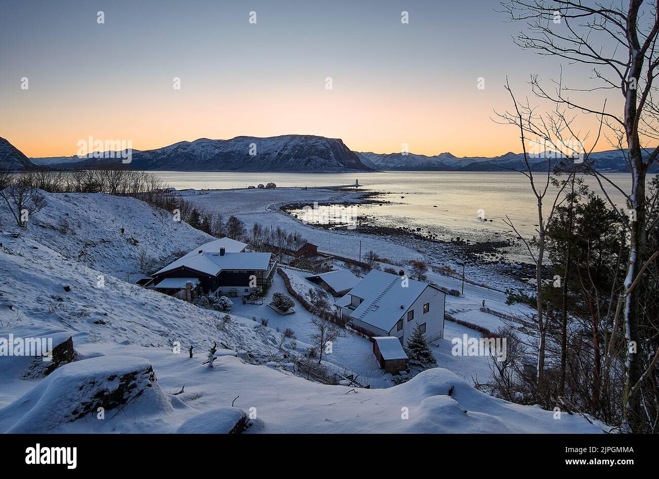 The island of Godøy in winter, Sunnmøre, Møre og Romsdal, Norway Stock