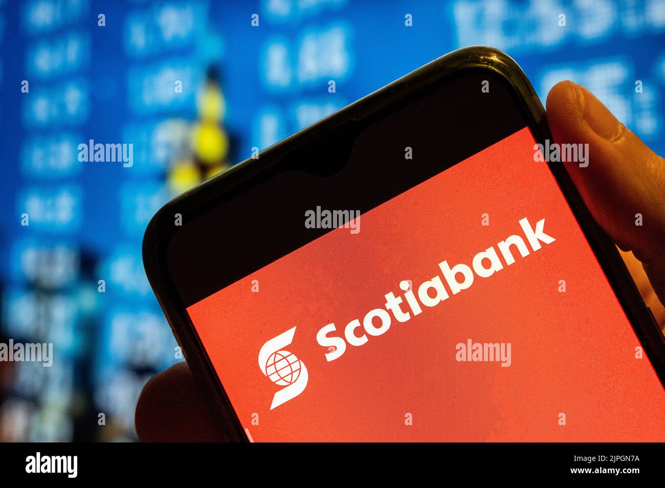 In this photo illustration, the Canadian multinational bank Scotiabank