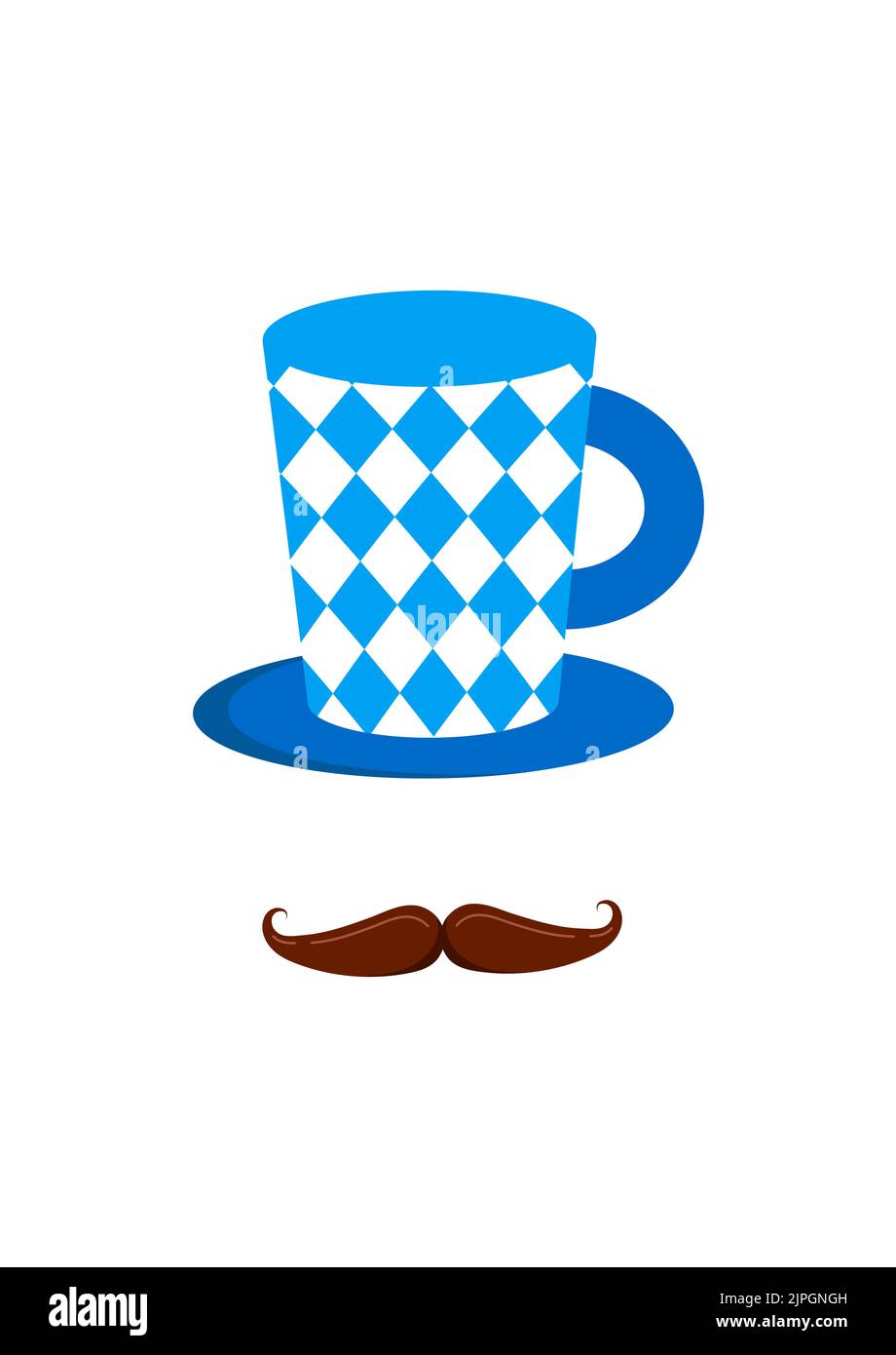 Oktoberfest bavaria party hat with and mustache icon isolated on white background. Stock Vector