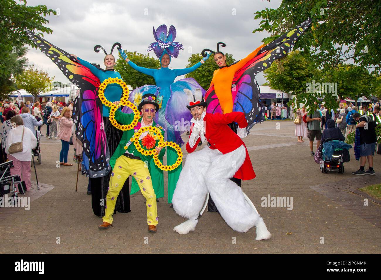 Southport Flower Show, Merseyside, UK. 17th Aug 2022:  Mr Flower, Greeters, promotion staff & entertainers at the largest independent flower show in England, which is expecting thousands of visitors over the four-day event as it opened today after a two-year Covid closure.  Credit: MediaWorld Images/Alamy Live News Stock Photo