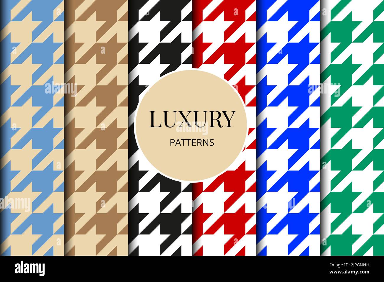 Houndstooth patterns set. Fabric background. Classical checkered