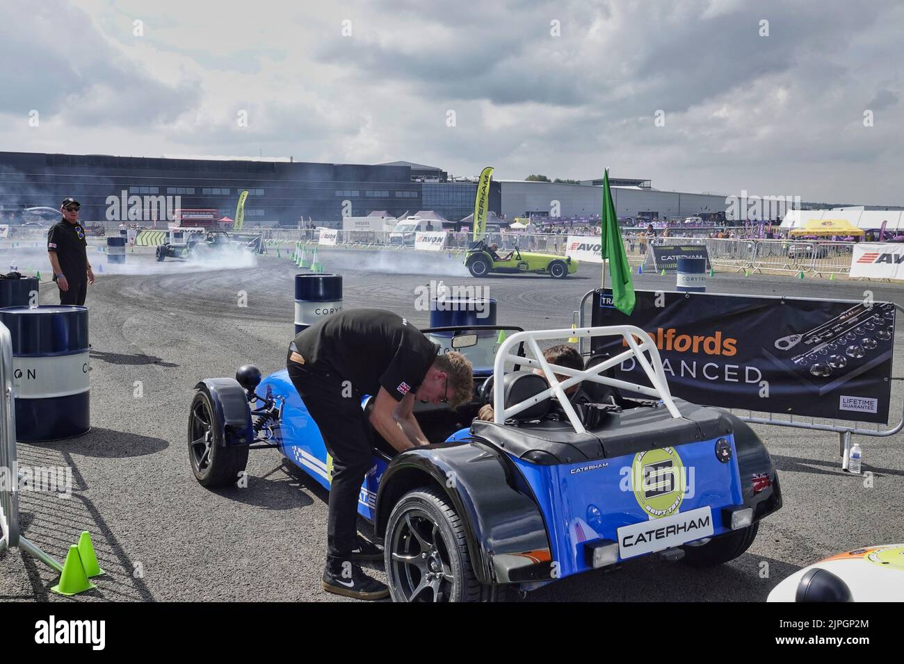 Farnborough, Hants, UK. 18th Aug, 2022. The Caterham car Company induct fans young and old into
